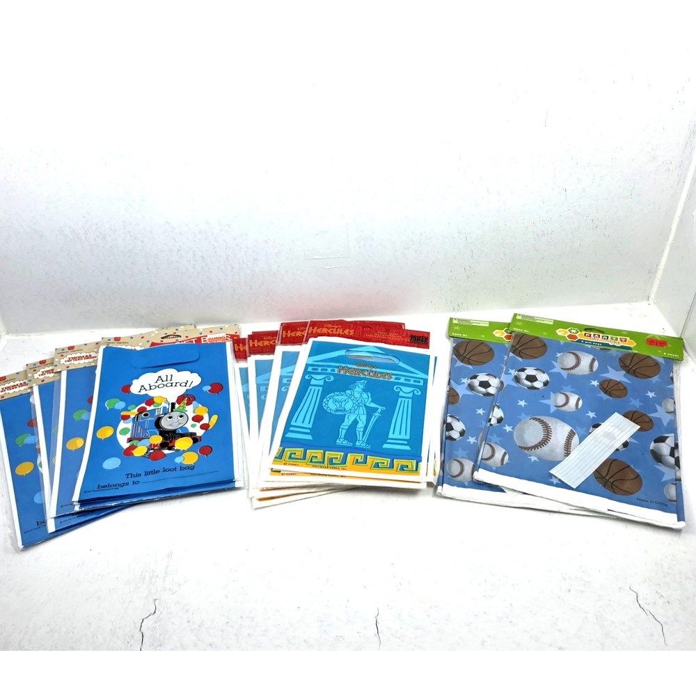 Vtg Lot of 123 Party Treat Favors Bags Thomas The Tank Disney Hercules Baseball